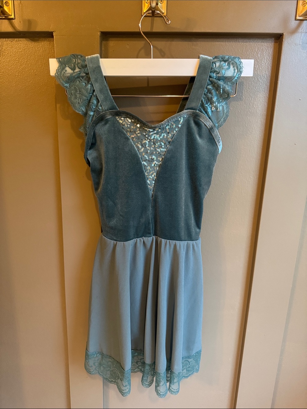 Teal Lace & Velvet Lyrical/Ballet Dress